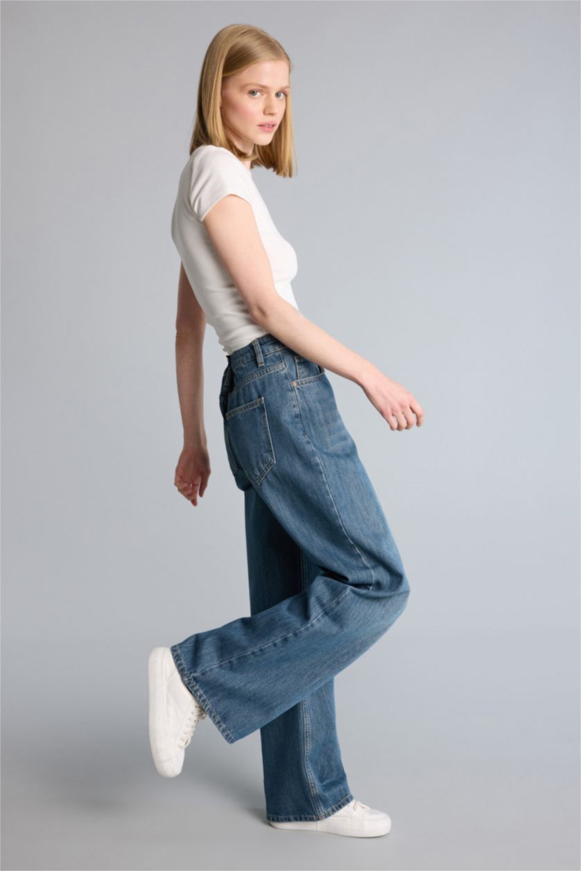 Kadın Koyu Mavi Low Rise Düşük bel Jean Pantolon