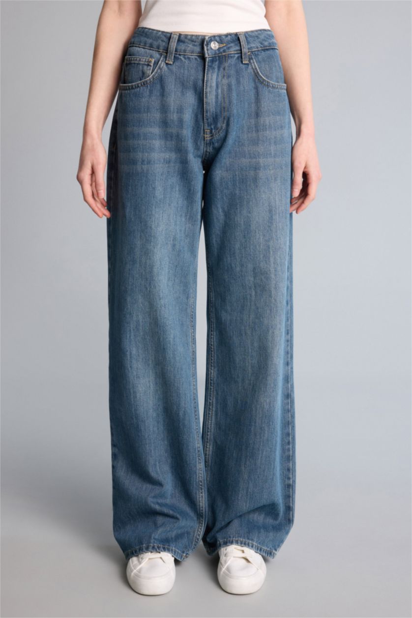 Kadın Koyu Mavi Low Rise Düşük bel Jean Pantolon