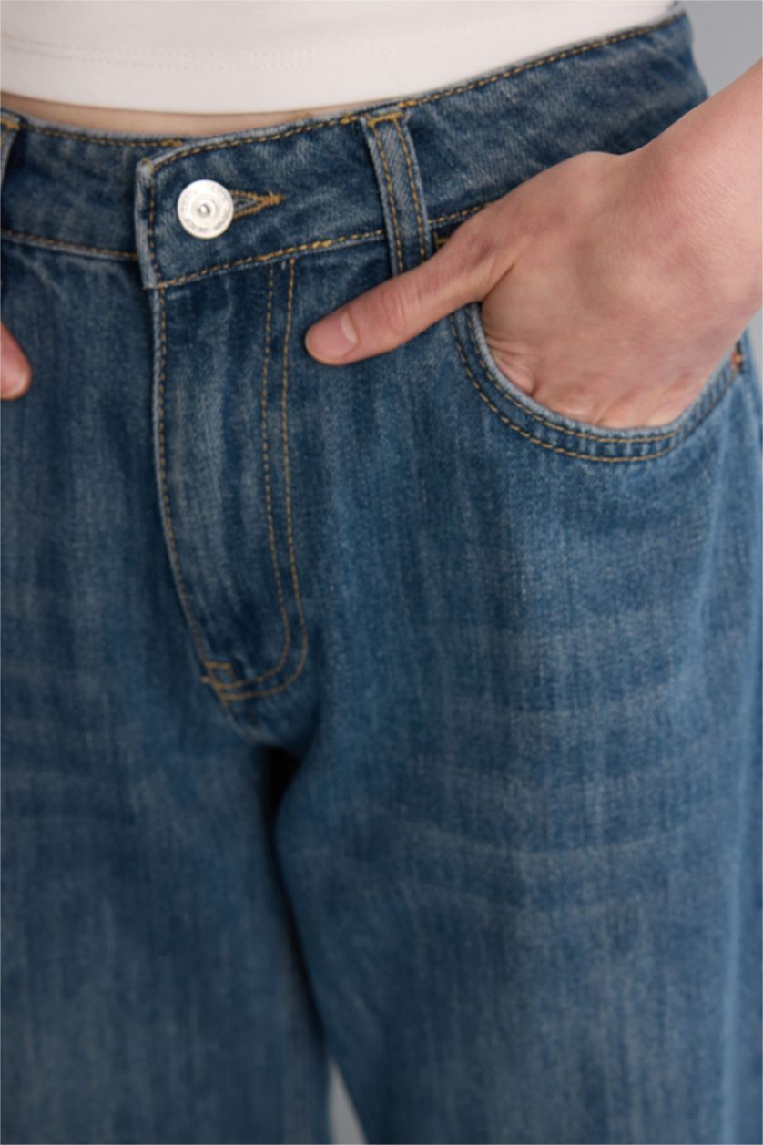 Kadın Koyu Mavi Low Rise Düşük bel Jean Pantolon