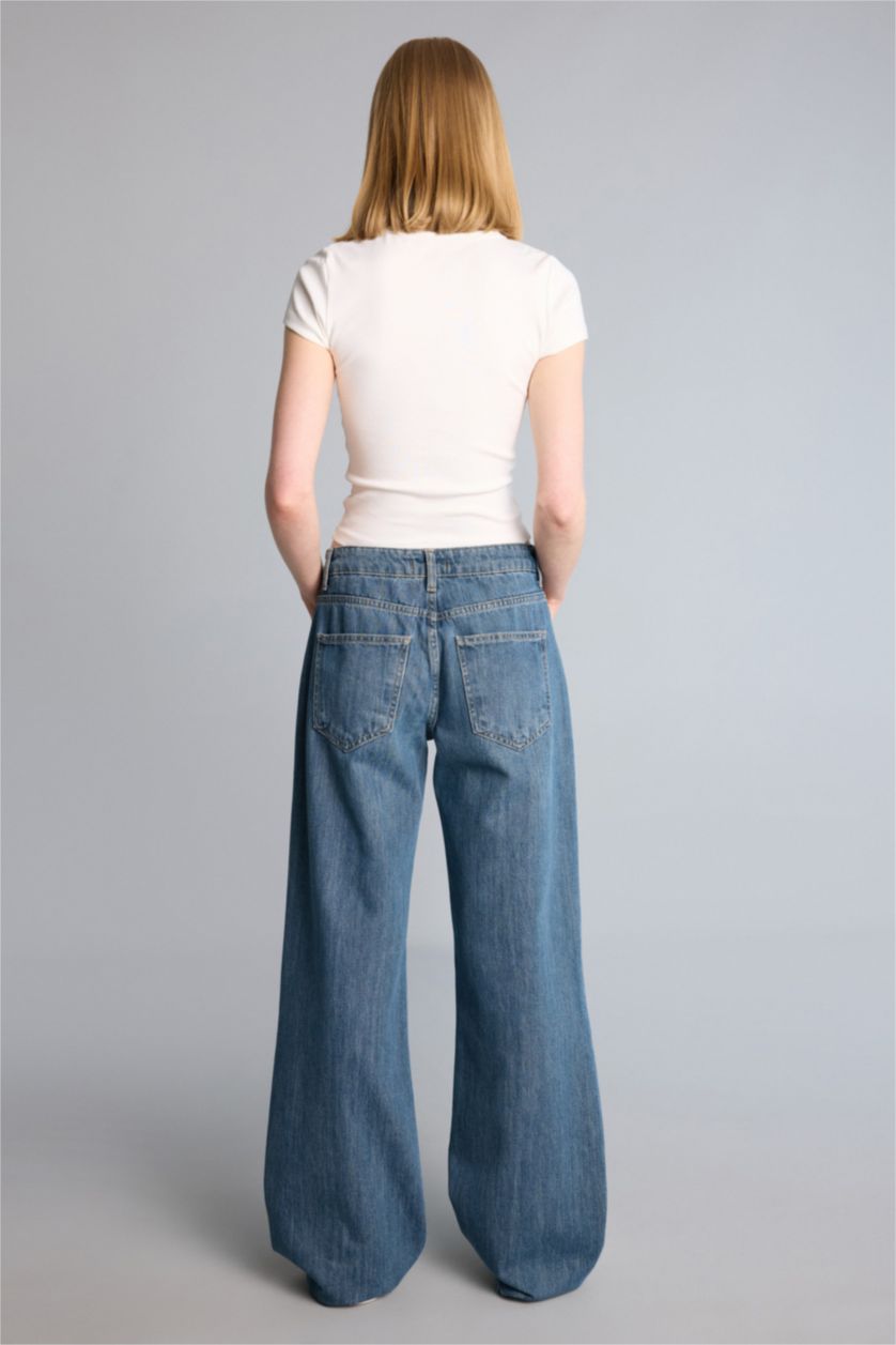 Kadın Koyu Mavi Low Rise Düşük bel Jean Pantolon