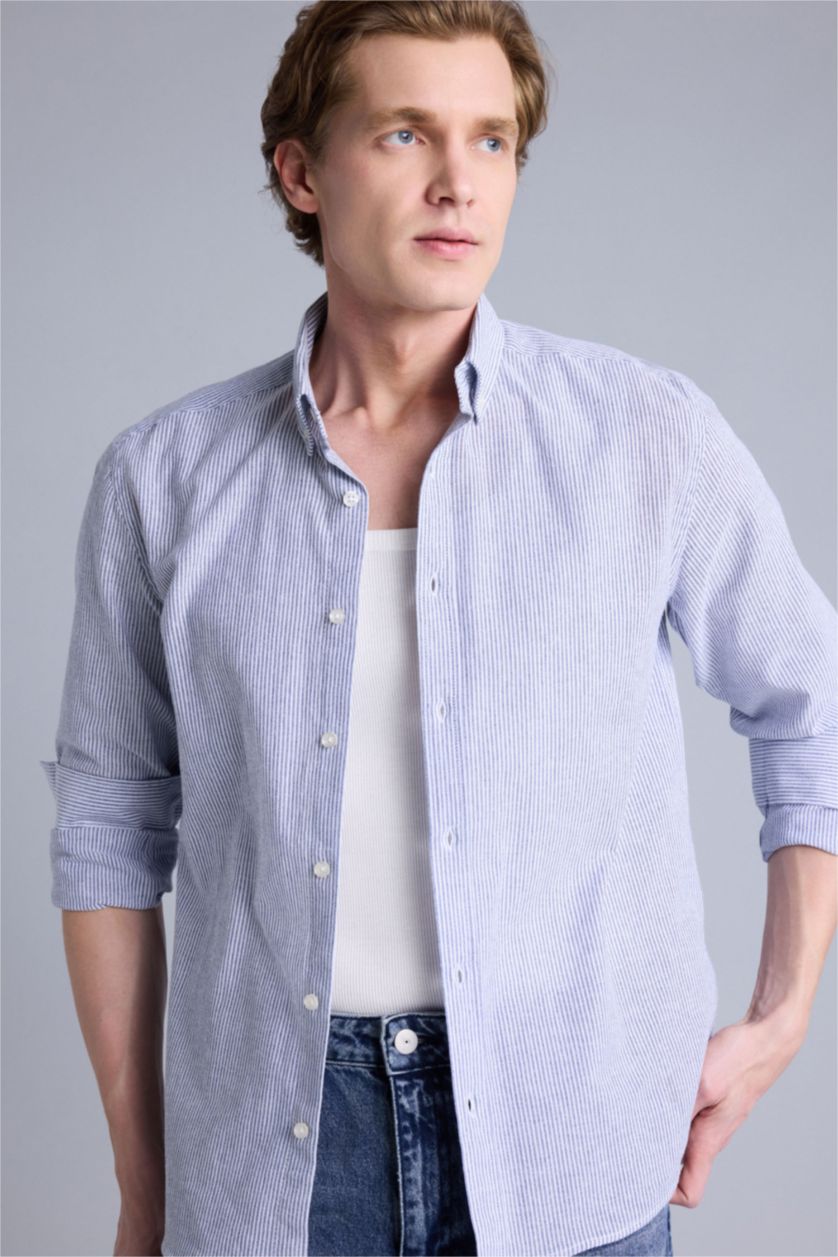Man Indigo Melange Man Long Sleeve Shirt