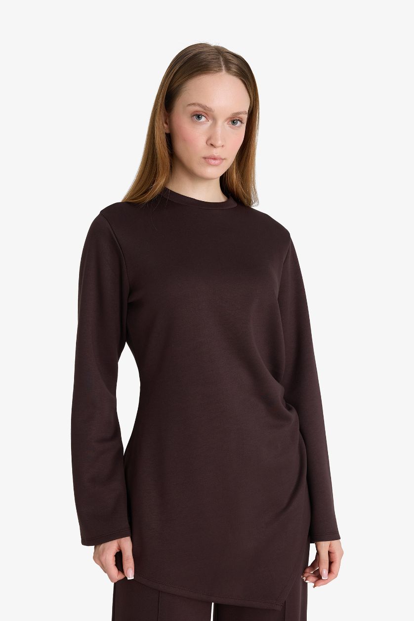 Woman Brown Regular Fit Long Sleeve Tunic