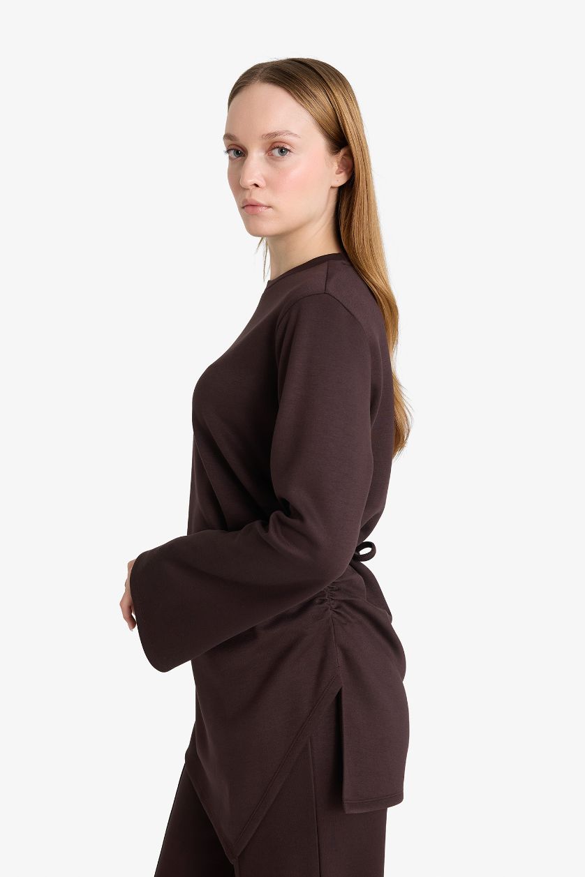 Woman Brown Regular Fit Long Sleeve Tunic