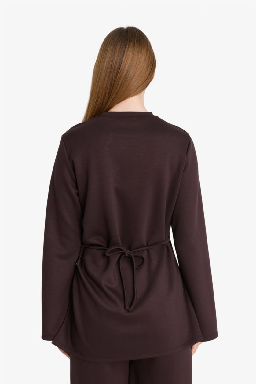 Woman Brown Regular Fit Long Sleeve Tunic