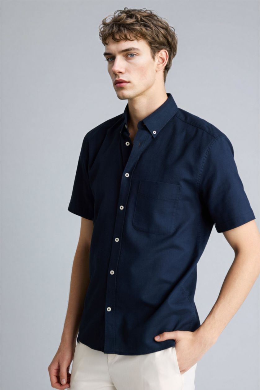 Мужчины Синий Рубашка из 100% хлопка