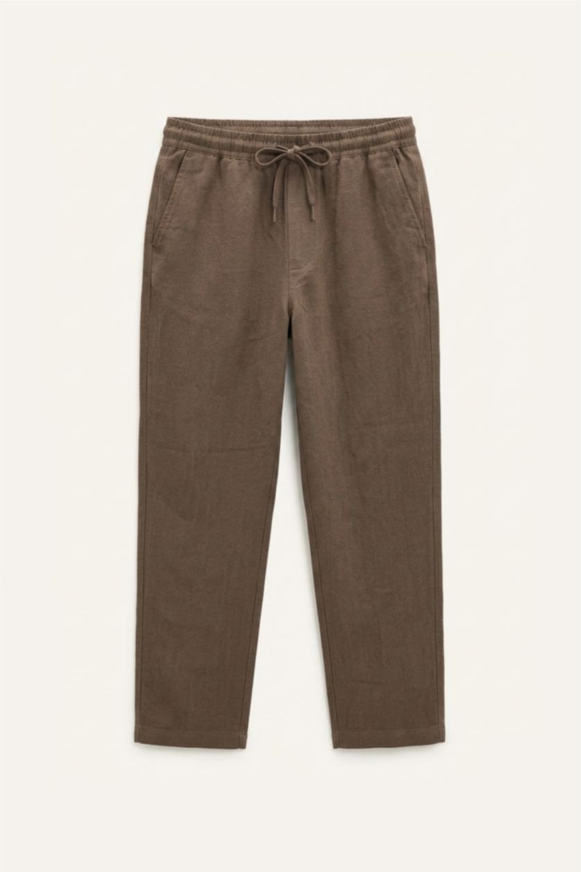 Erkek Camel %100 Pamuk Baggy Fit Pantolon