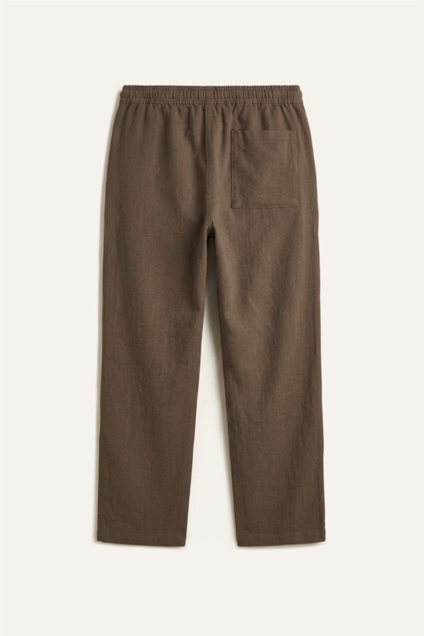 Erkek Camel %100 Pamuk Baggy Fit Pantolon