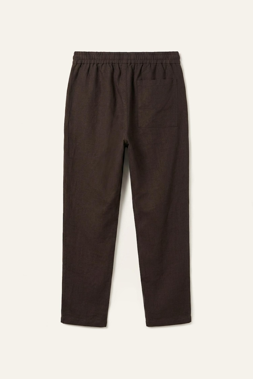Men Brown Elastic Waist 100% Cotton Brown Baggy Trousers