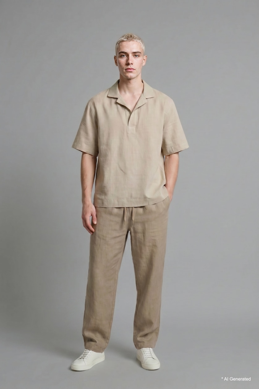 Erkek Meşe Yeşili %100 Pamuk Baggy Fit Pantolon