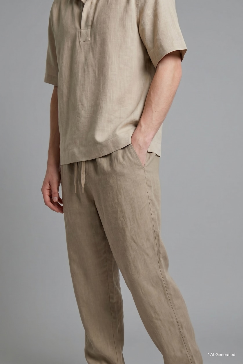 Erkek Meşe Yeşili %100 Pamuk Baggy Fit Pantolon