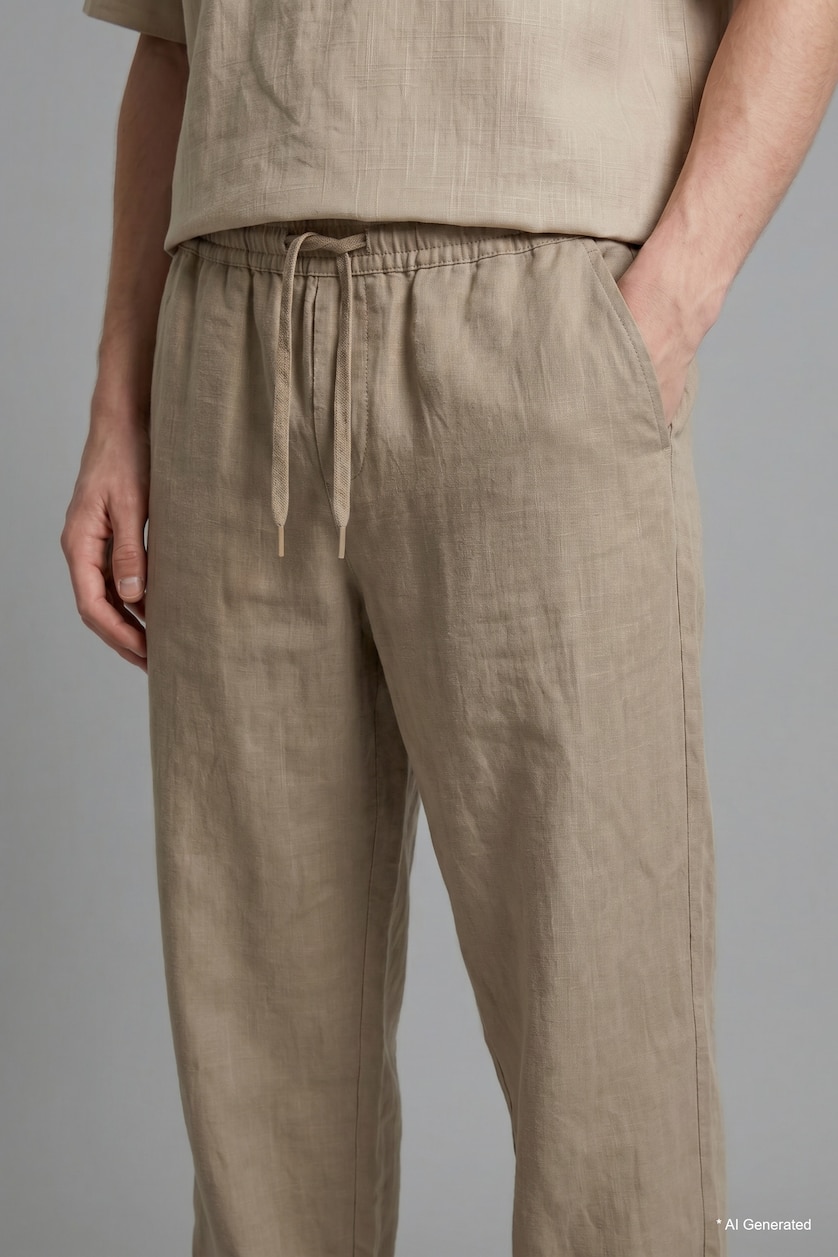 Erkek Meşe Yeşili %100 Pamuk Baggy Fit Pantolon