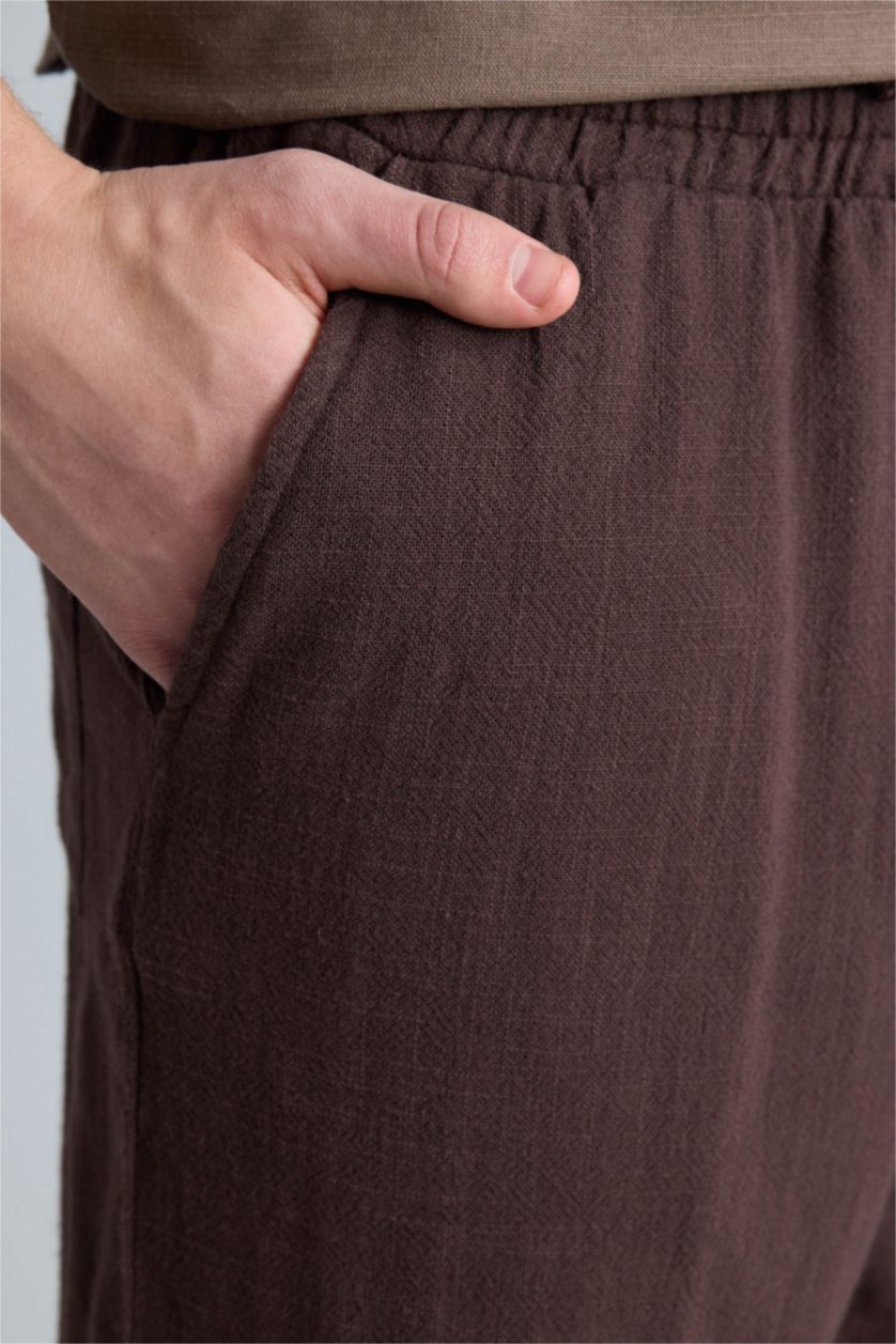 Erkek Kahve %100 Pamuk Baggy Fit Pantolon