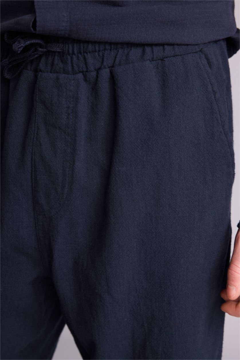 رجال كحلي بنطرون باجي فيت قطن 100%