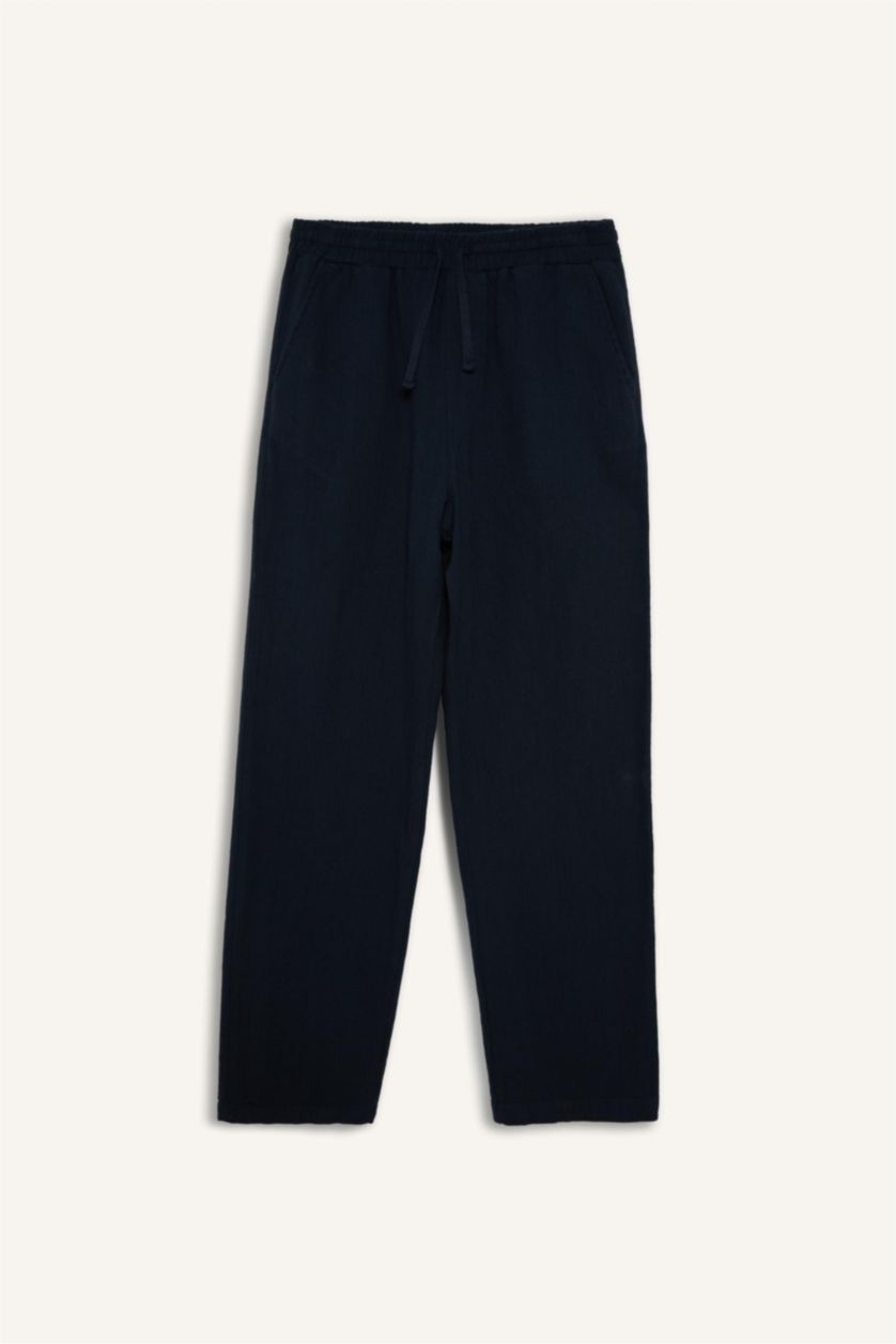 رجال كحلي بنطرون باجي فيت قطن 100%