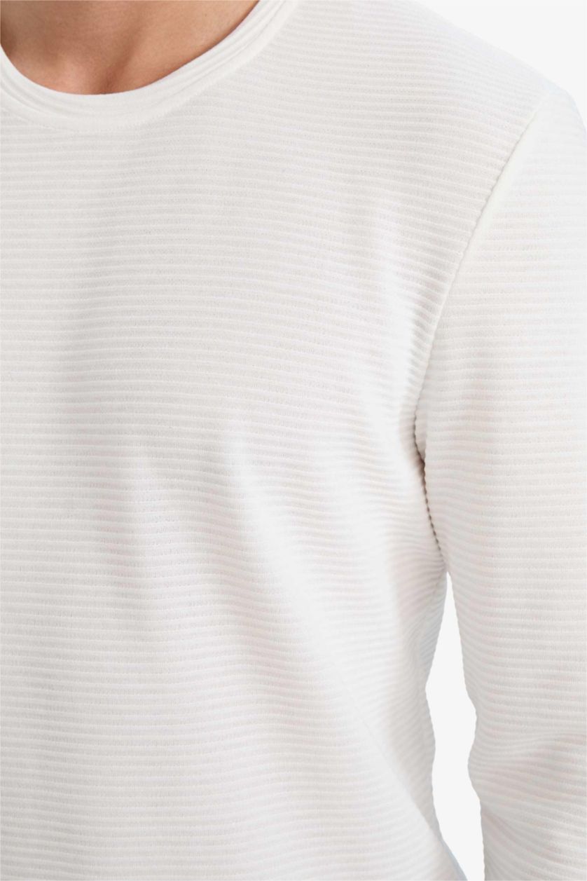 رجال اوف وايت سويت شيرت سليم فيت بياخة مستديرة