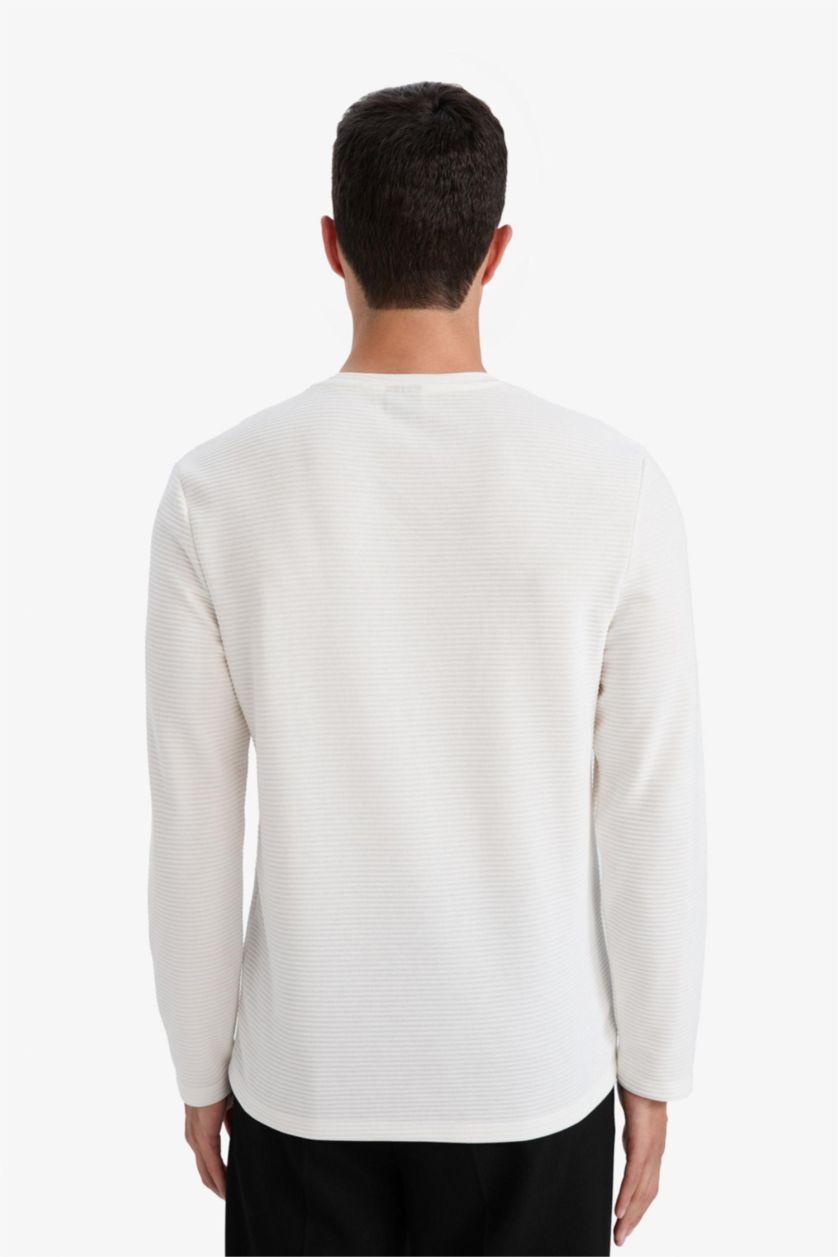 رجال اوف وايت سويت شيرت سليم فيت بياخة مستديرة