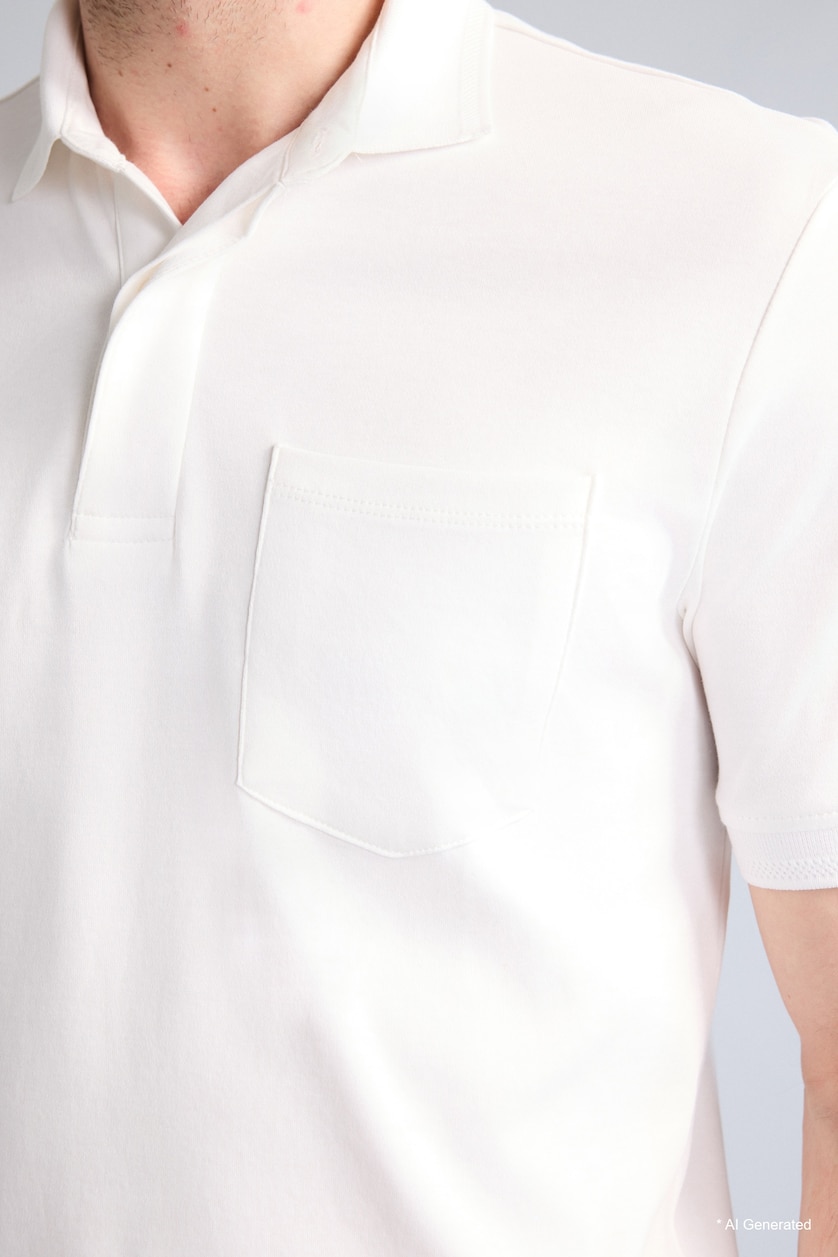 Man White Regular Fit Polo Collar Short Sleeve Polo T-Shirt