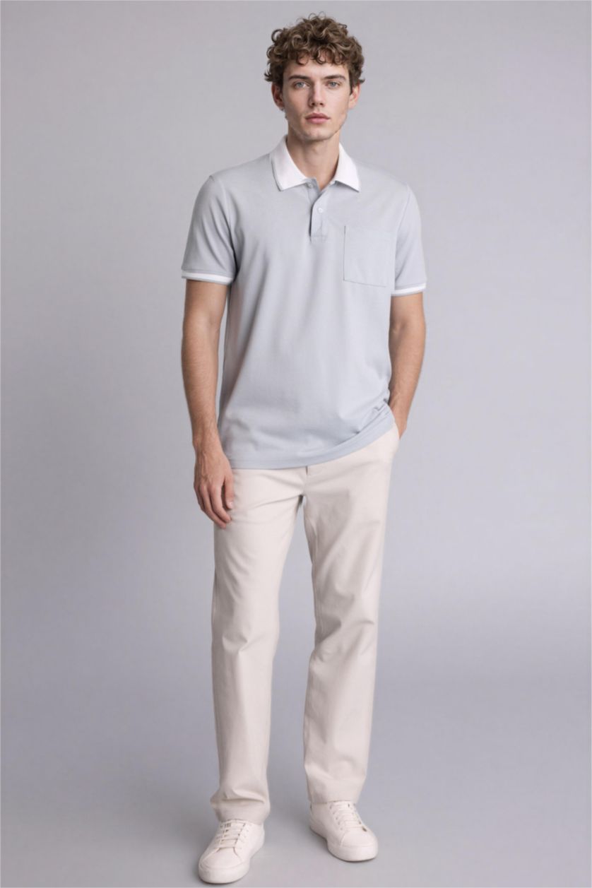 Erkek Gri Melanj Kısa Kollu Polo Tişört