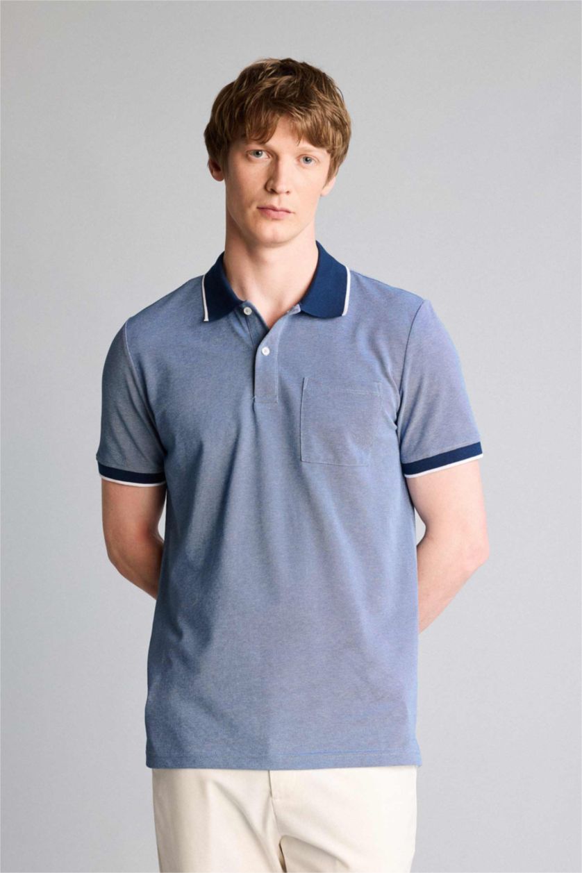 Erkek İndigo Kısa Kollu Polo Tişört