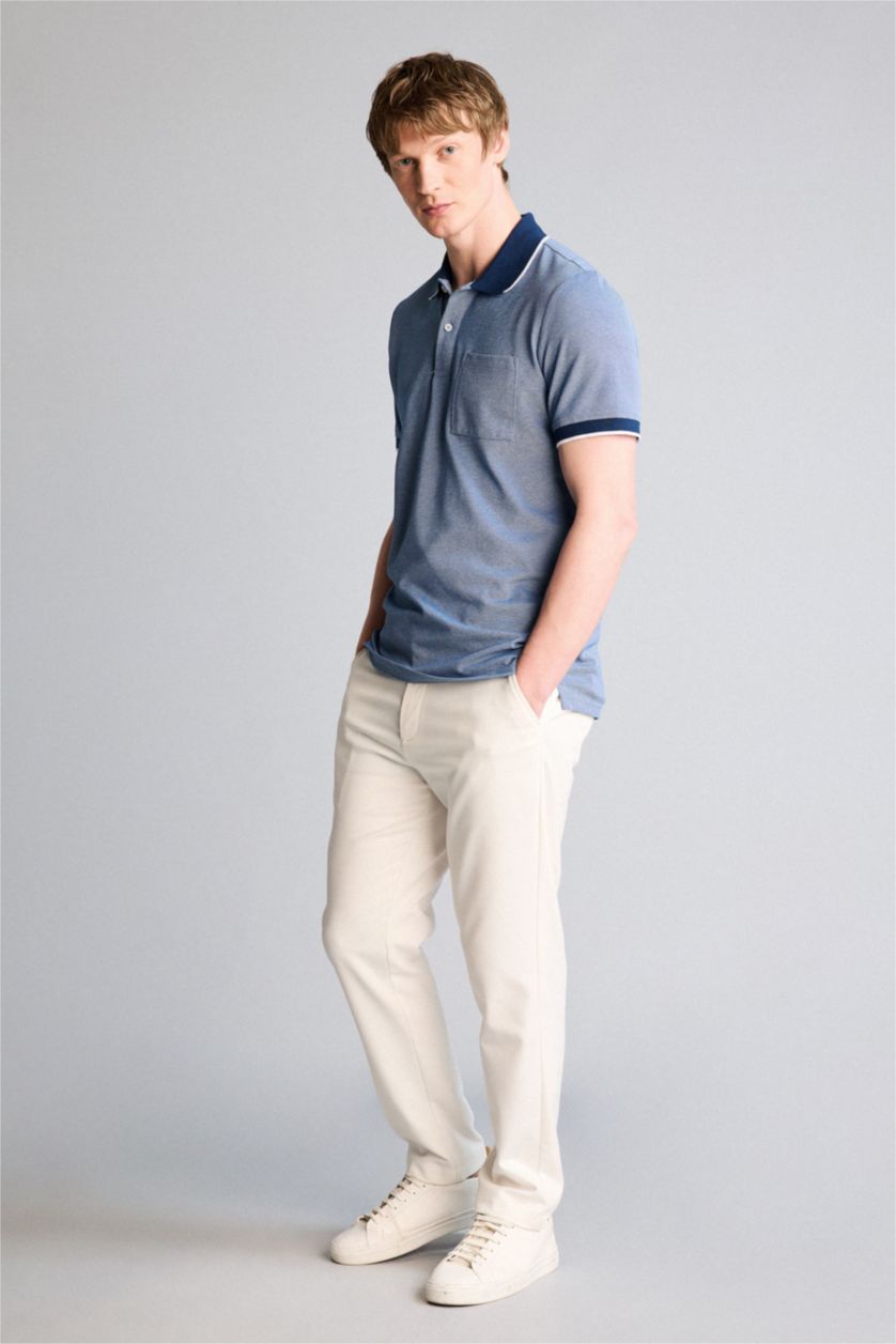 Erkek İndigo Kısa Kollu Polo Tişört