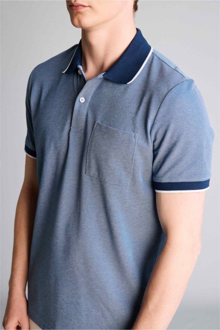 Erkek İndigo Kısa Kollu Polo Tişört