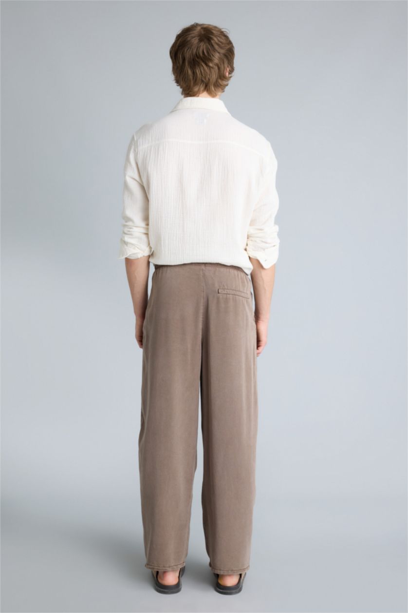 Erkek Açık Kahve Premium Barrel Fit Pantolon