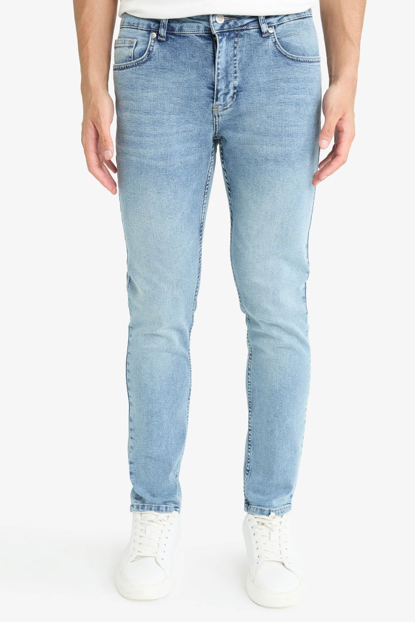 رجال أزرق فاتح بنطرون جينز بيدرو سليم فيت بخصر عالي