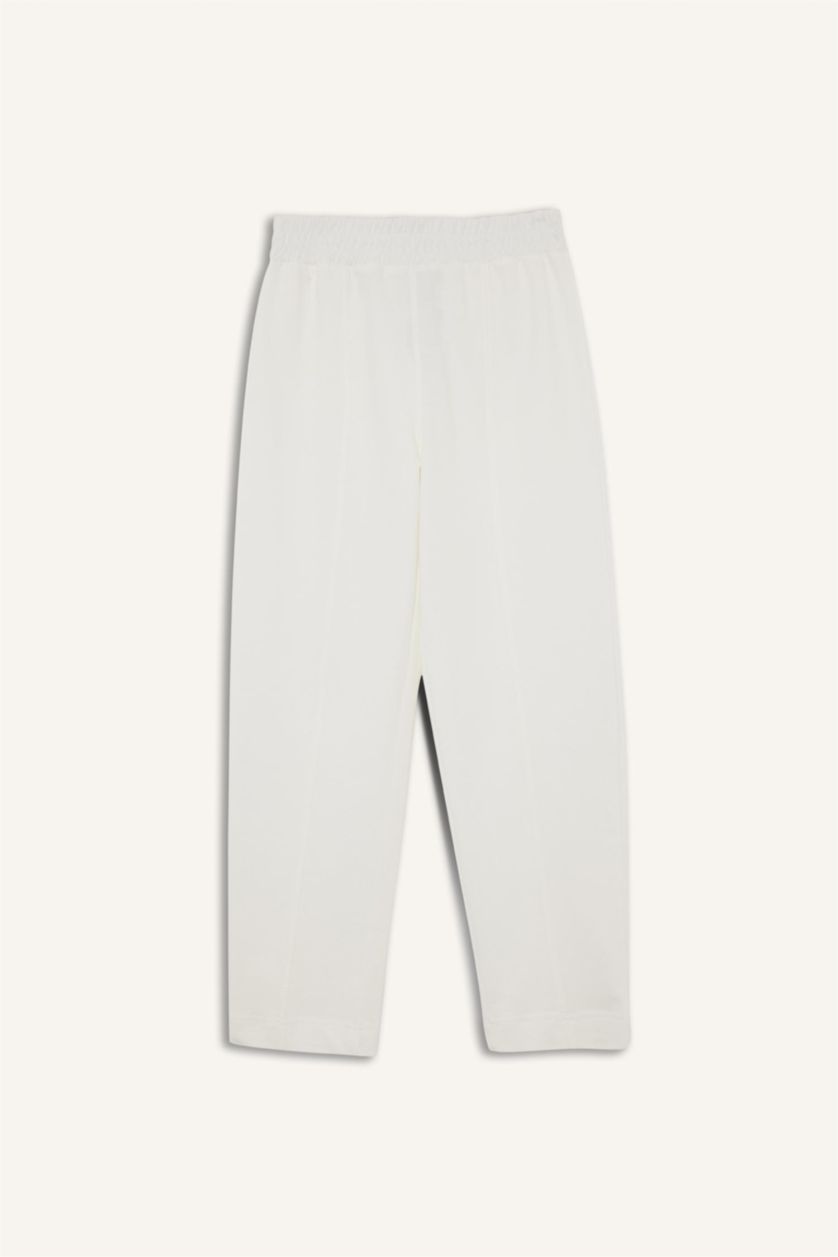 Girls & Teens Ecru Girl Barrel Fit Elastic Waist Sweatpants