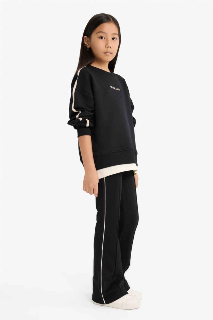 Girls & Teens Black Girl Flare Fit Elastic Waist Sweatpants