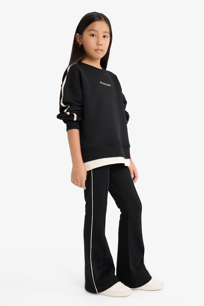 Girls & Teens Black Girl Flare Fit Elastic Waist Sweatpants