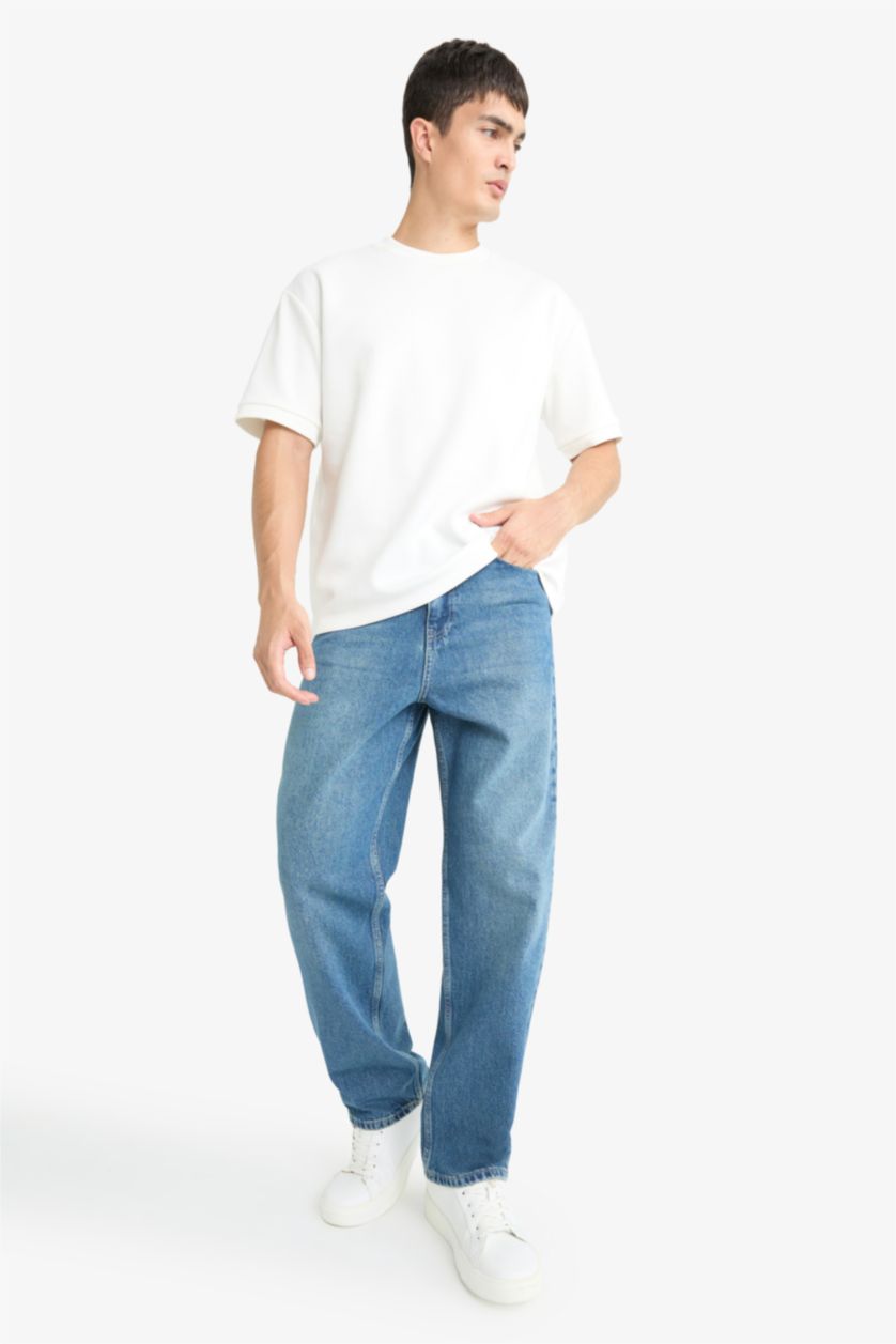 HOMME Bleu Jean baggy à jambes larges