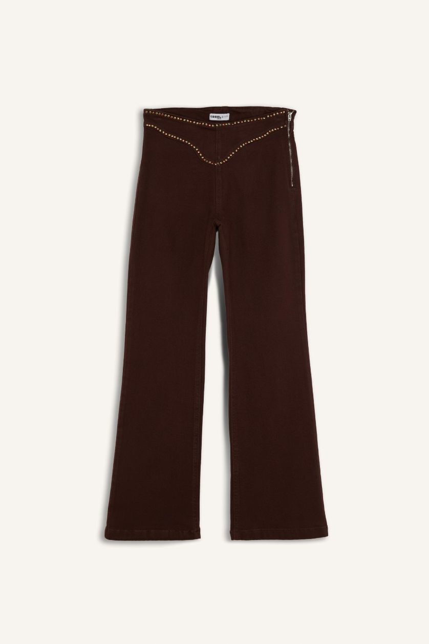 WOMAN Brown Flare Gabardine Trousers