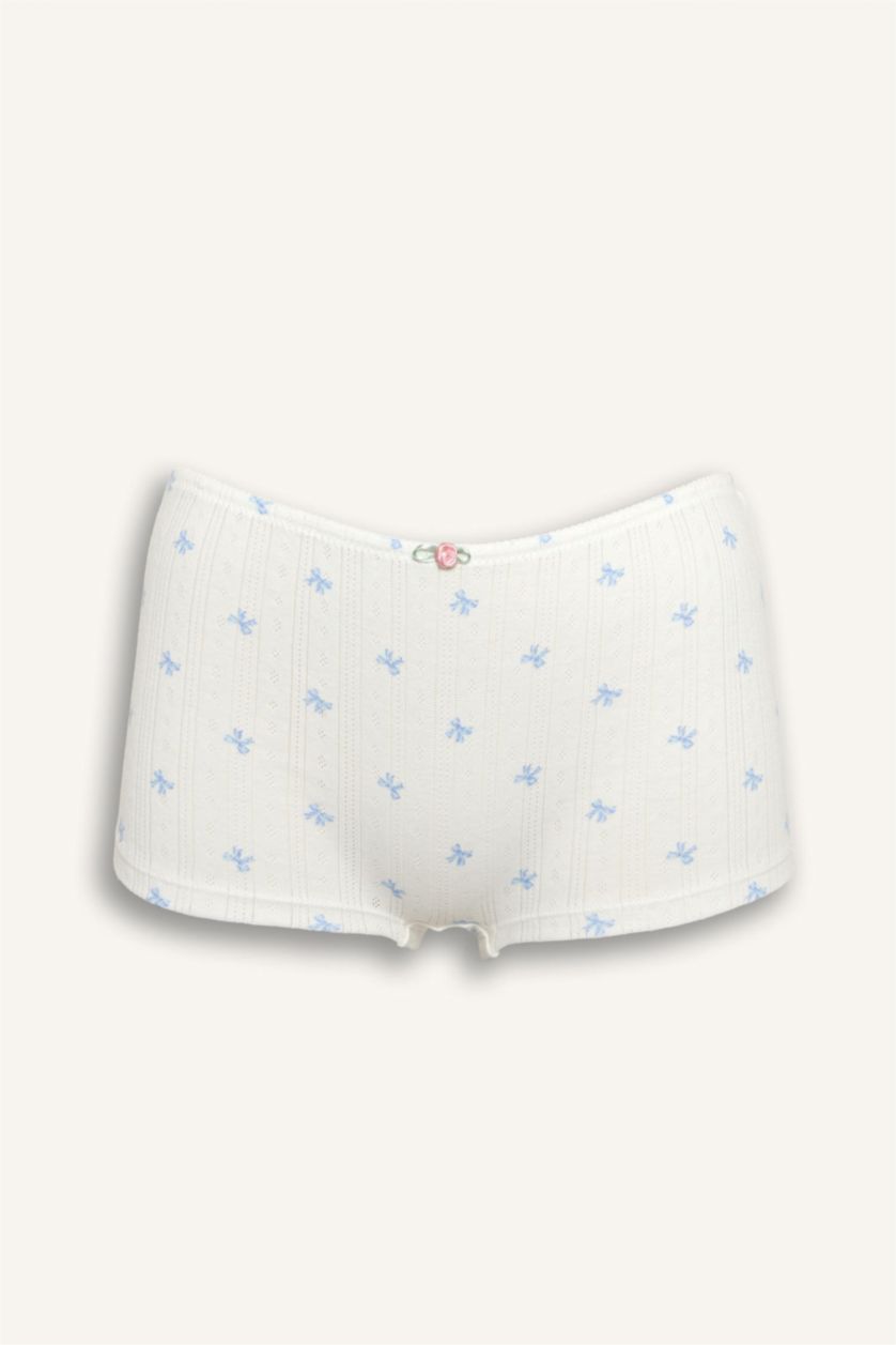 Kadın Açık Mavi %100 Pamuk Boxer Pamuklu Slip Külot