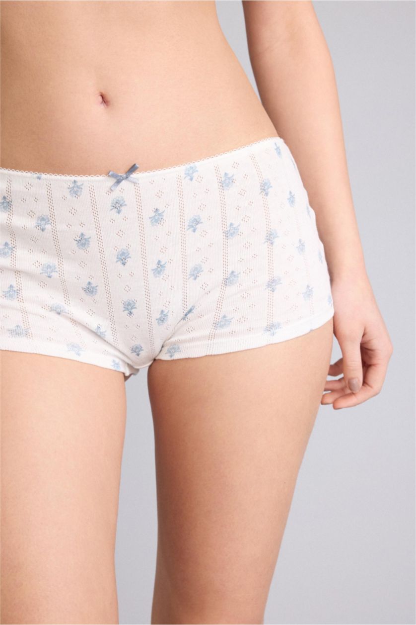 WOMAN White Floral Cotton Slip Panty