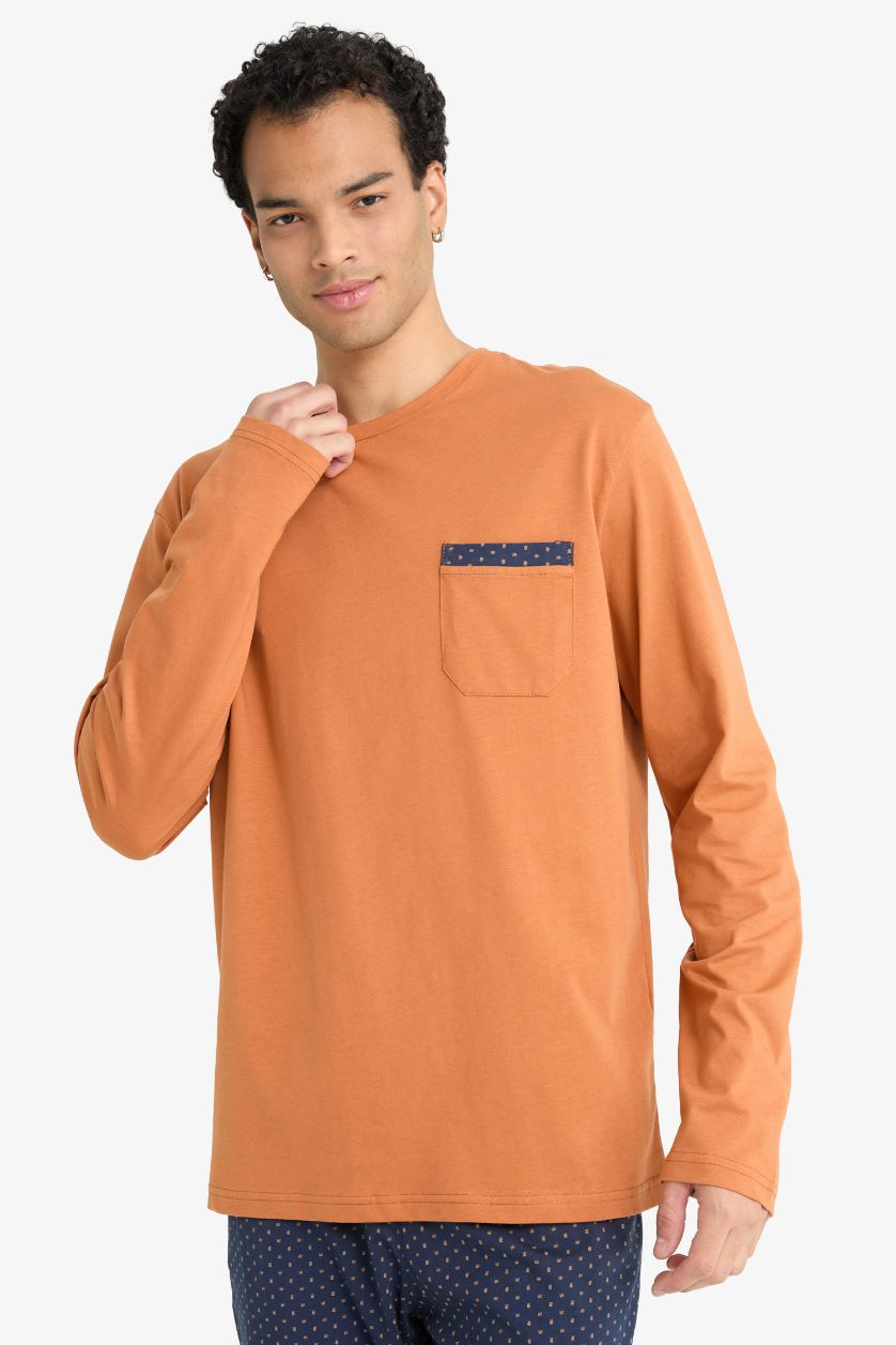 Erkek Lacivert Pijama Takımı Regular Fit Uzun Kollu Üst Uzun Alt