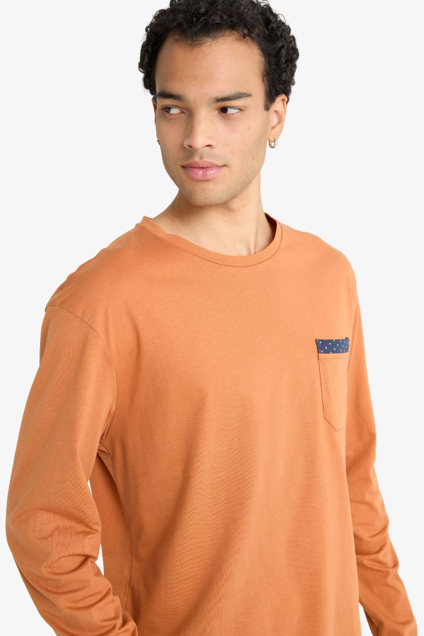 Erkek Lacivert Pijama Takımı Regular Fit Uzun Kollu Üst Uzun Alt