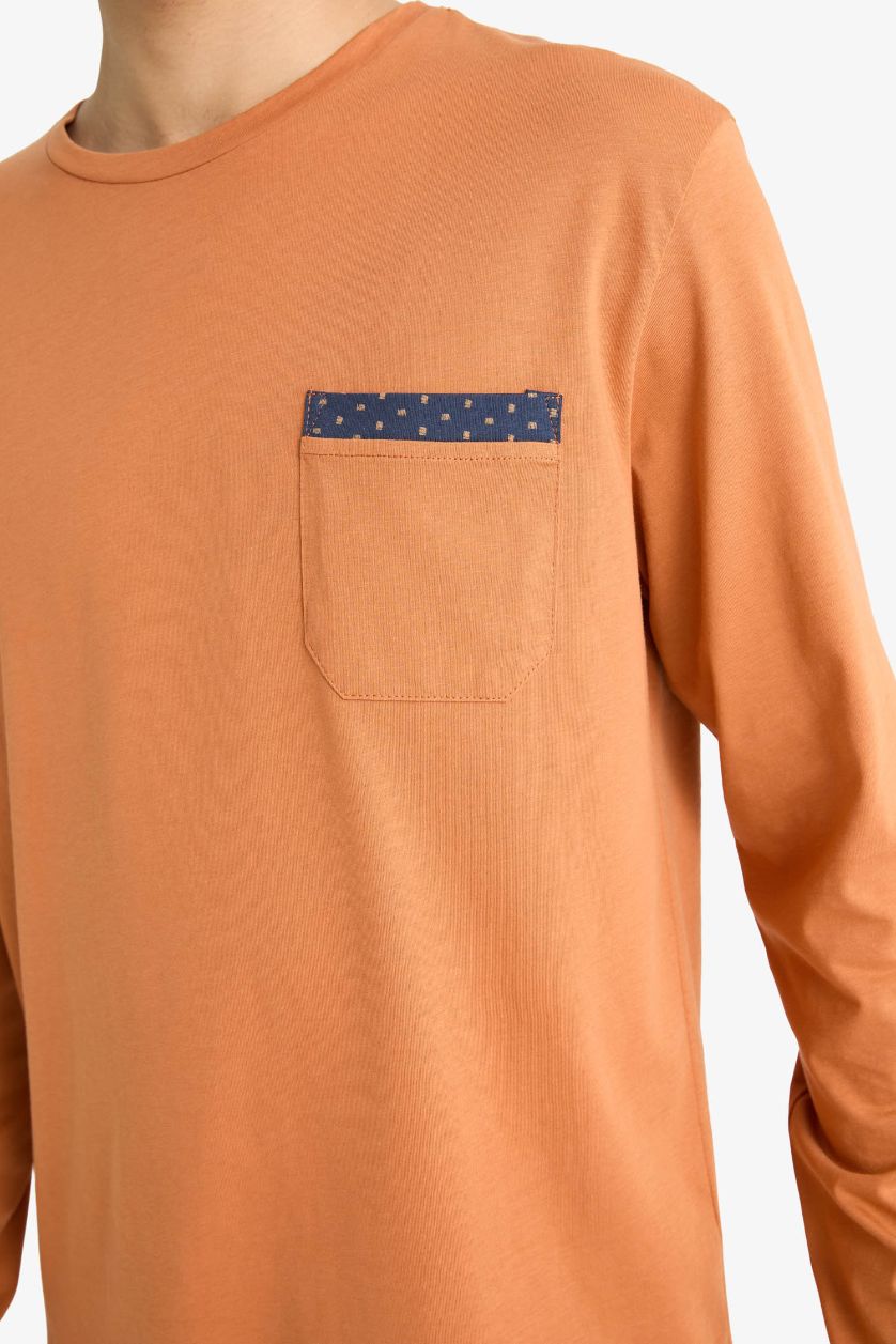 Erkek Lacivert Pijama Takımı Regular Fit Uzun Kollu Üst Uzun Alt