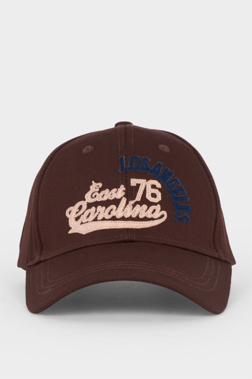 Kadın Koyu Kahve Kadın Aplike Pamuklu Cap Şapka