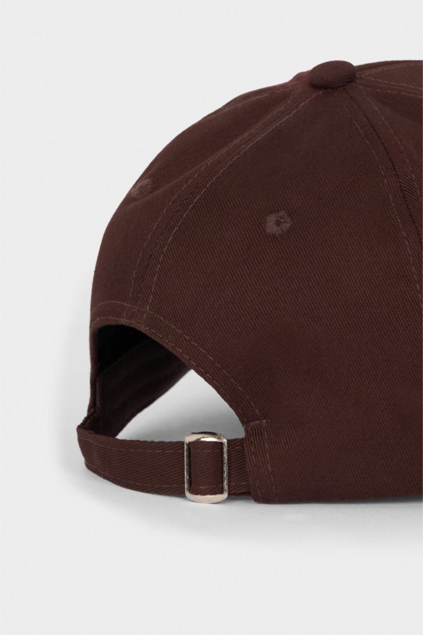 Kadın Koyu Kahve Kadın Aplike Pamuklu Cap Şapka