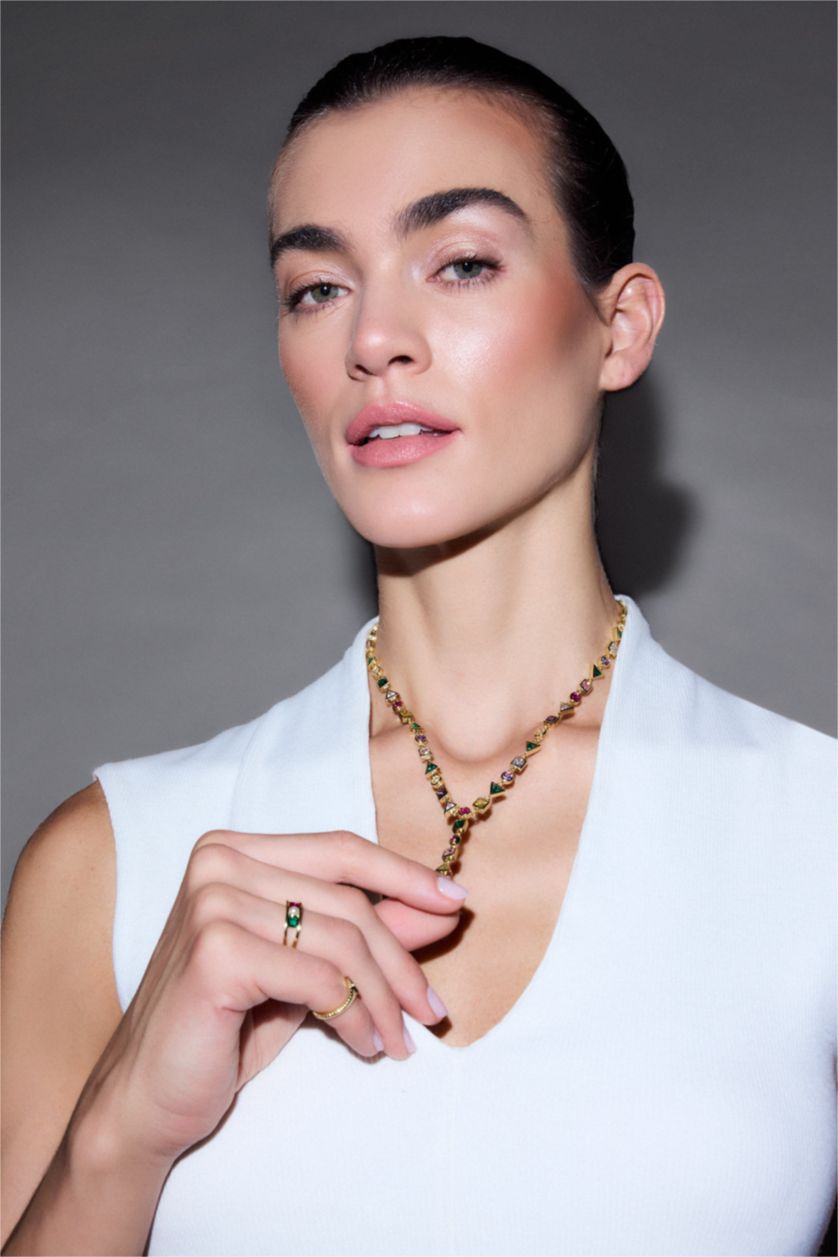 Kadın Altın Reis X DeFacto Taşlı Gold Kolye