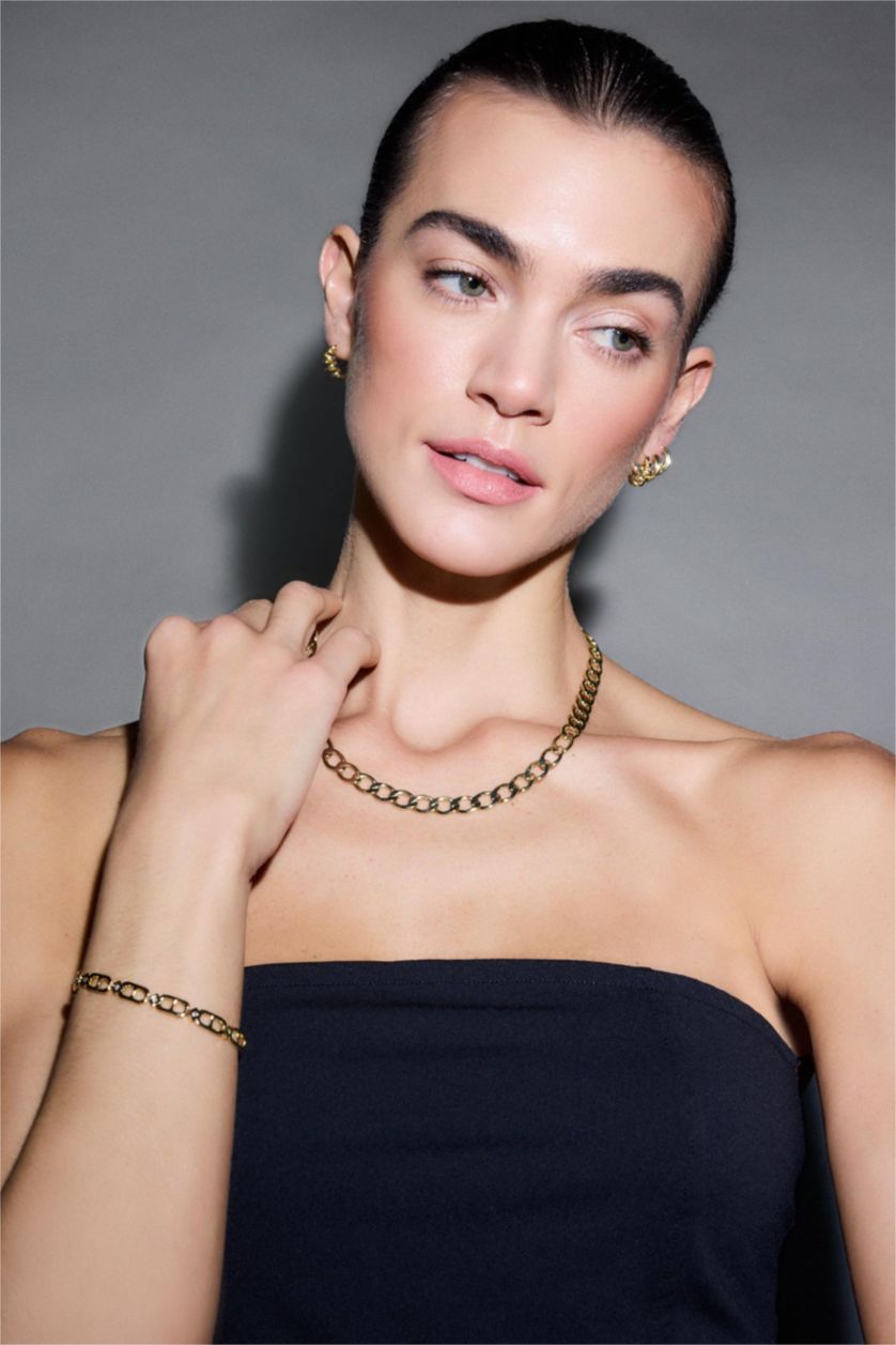 Kadın Altın Reis X DeFacto Zincir Desenli Gold Kolye