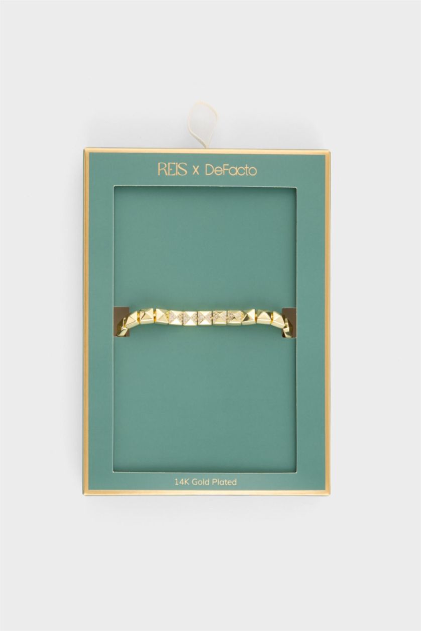 Kadın Altın Reis X DeFacto Kare Figürlü Gold Bileklik