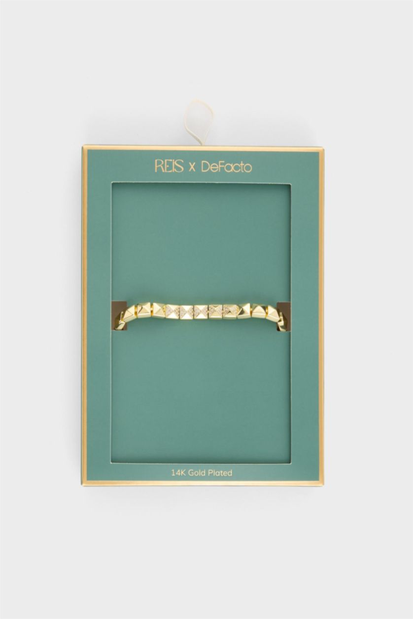 Kadın Altın Reis X DeFacto Kare Figürlü Gold Bileklik