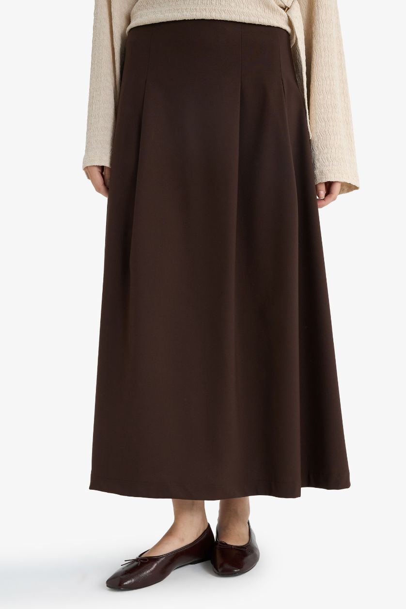 Kadın Kahve Pilise Maxi Etek