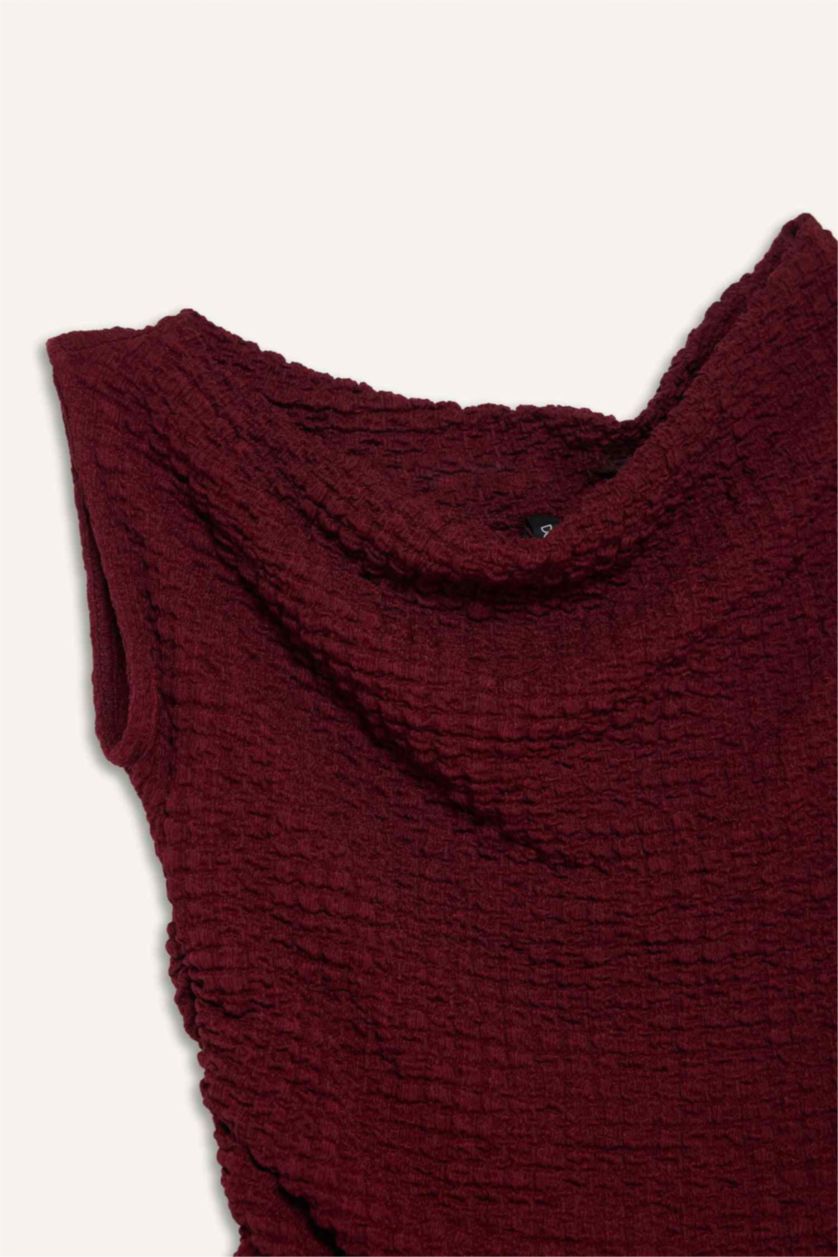 WOMAN Bordeaux Slim Fit One Shoulder Blouse