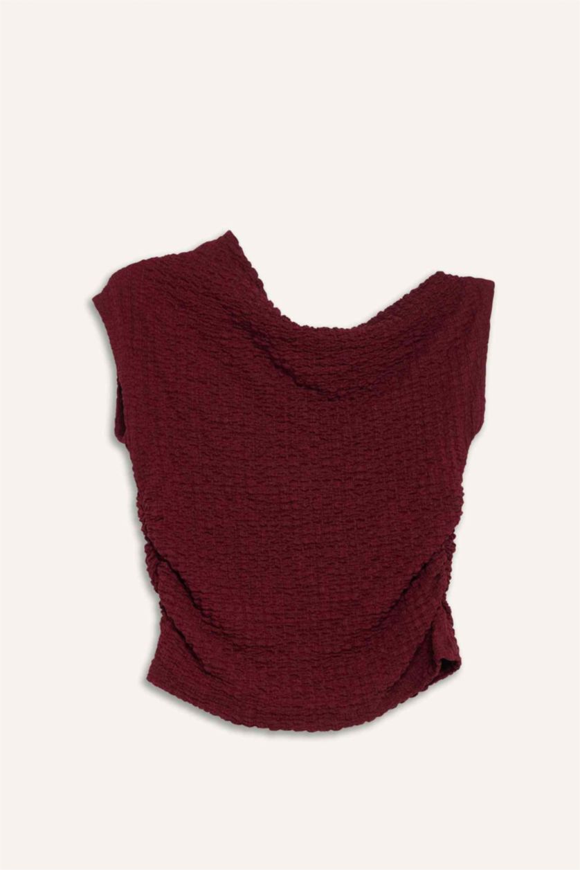 WOMAN Bordeaux Slim Fit One Shoulder Blouse