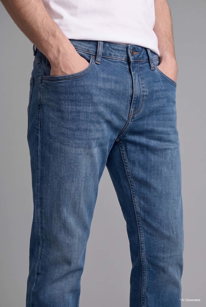 MAN Blue Sergio Regular Fit Normal Waist Straight Leg Jeans