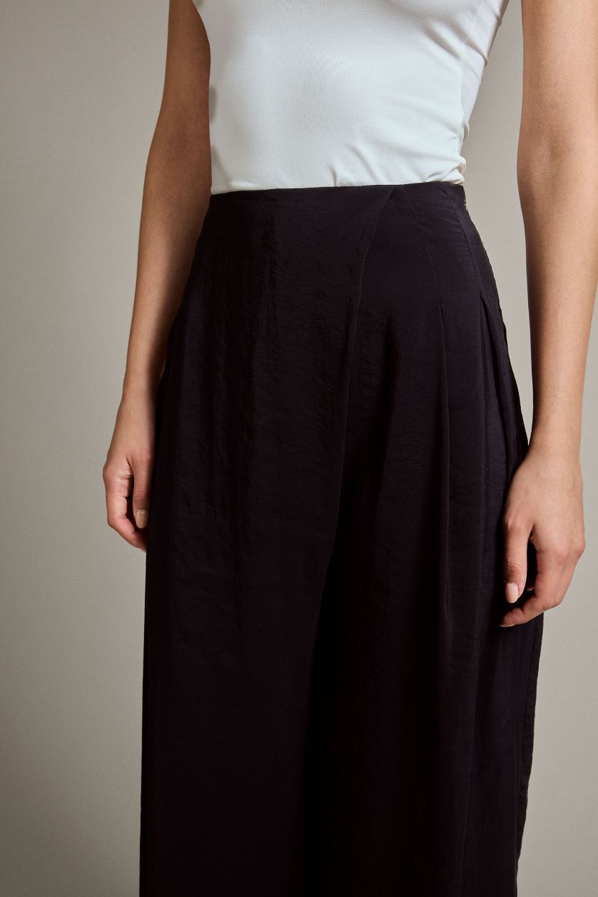 Kadın Siyah Wide Leg Geniş Bol Paça Pantolon