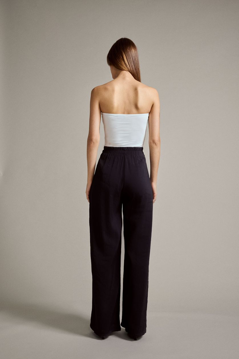 Kadın Siyah Wide Leg Geniş Bol Paça Pantolon