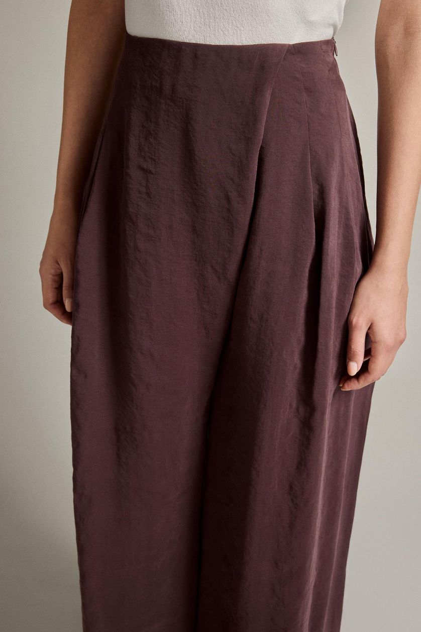 Woman Brown Relax Fit Regular Hem modal Trousers